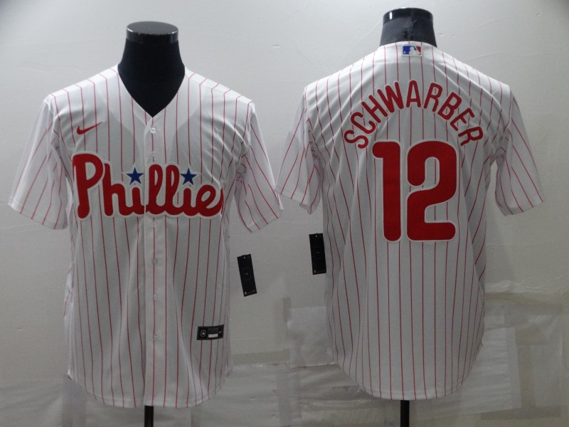 Men's Philadelphia Phillies Kyle Schwarber #12 White Baseball Jersey
